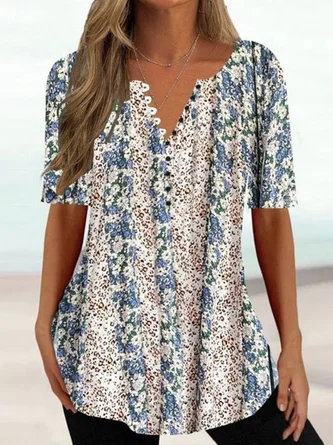 Buckle Casual Crew Neck Shirt