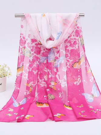 Boho Ombre Butterfly Floral Scarf Vacation Beach Accessories