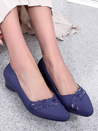 Comfortable Soft Sole Waterproof Pointed Toe Shallow Mouth Chunky Heel Shoes