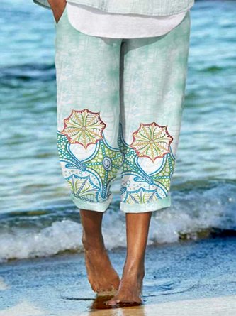 Plus Size Loose Marine Life Vacation Pants