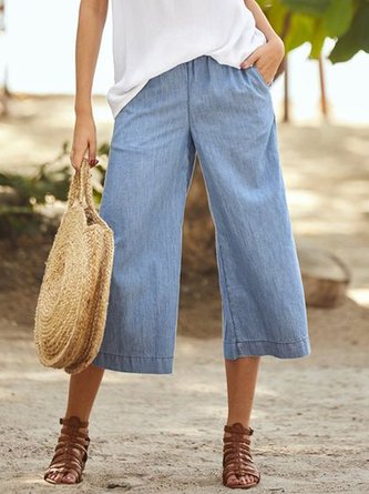 Casual Denim Loose Plain Jeans