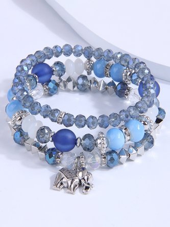Casual Crystal Beaded Multilayer Bracelet Everyday Urban Versatile Jewelry