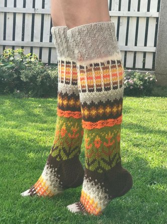 Colorful woolen flower socks