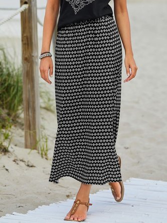 Loose Casual Abstract Graphic Skirt