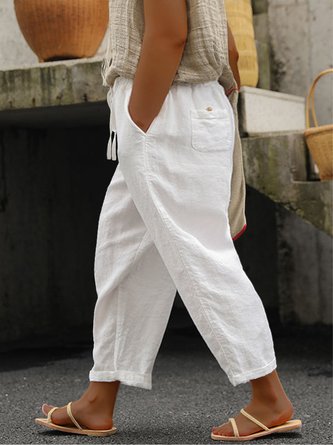 Plus Size Cotton Blends Loosen Pants