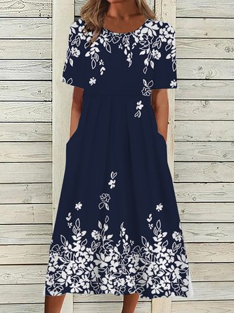 Plus Size Loose Pocket Stitching Casual Dress