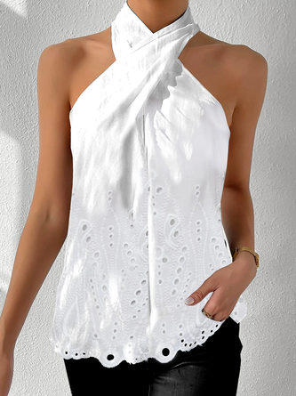 Loose Cross Neck Halter Tank Top