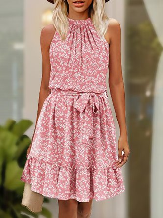 Vacation Printing Loose Halter Dress