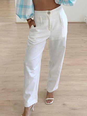 Cotton Loose Casual Plain Pants