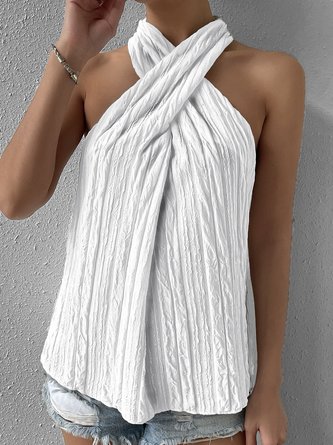 Loose Halter Plain Casual Cami