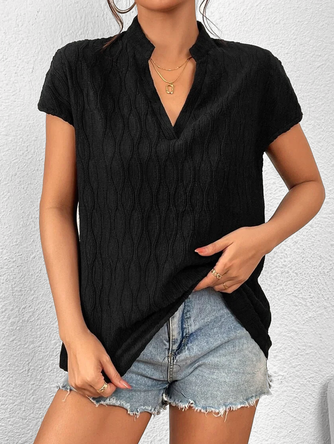 Jacquard Loose V Neck Casual Shirt