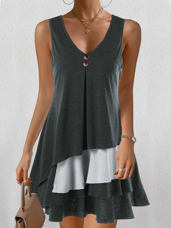 Casual V Neck Flouncing Dress