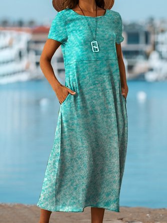 Printing Chevron Casual Crew Neck Dress