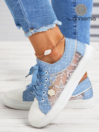 Denim Blue Lace Stitching Personalized Canvas Shoes