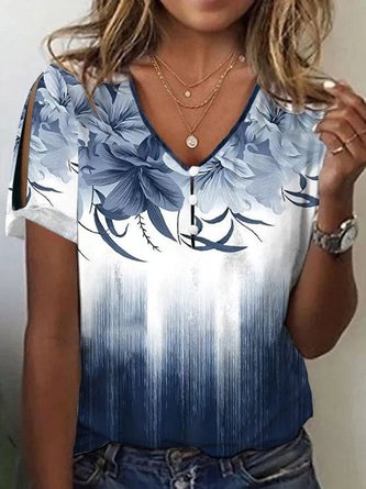 Casual Floral Loose Buckle Shirt