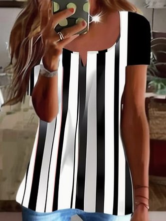 Jersey Loose Striped Casual Shirt