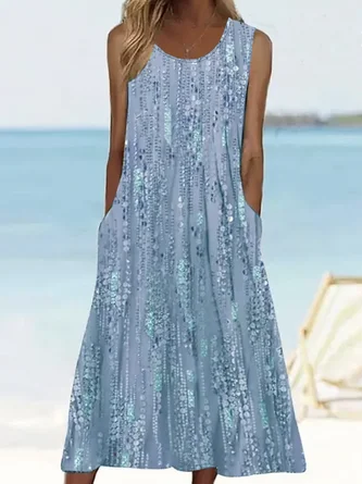 Floral Vacation Loose Dress With No