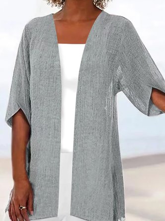 Crew Neck Casual Loose Plain Kimono