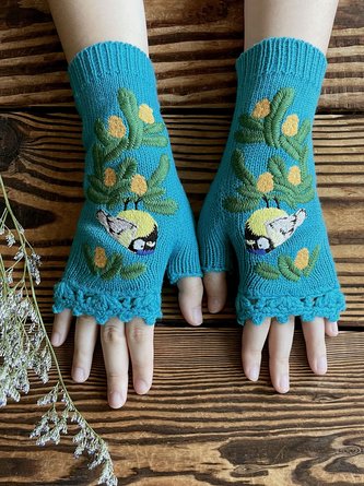 Wool/Knitting Floral Casual Gloves