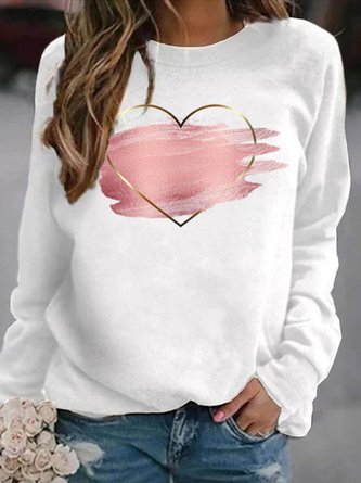Crew Neck Casual Heart/Cordate Sweatshirt