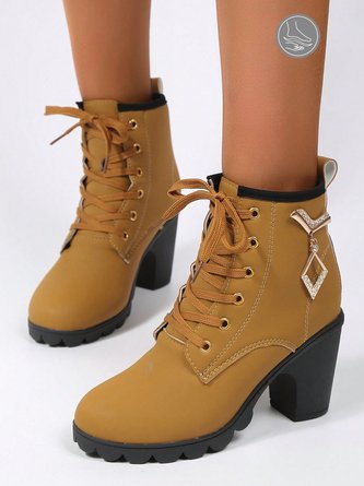 Rhinestone Decor Chunky Heel Fashion Boots