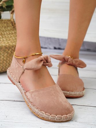 Resort Pink Suede Bow Espadrille Flats