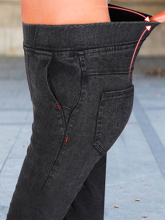 Plain Casual Denim Jeans