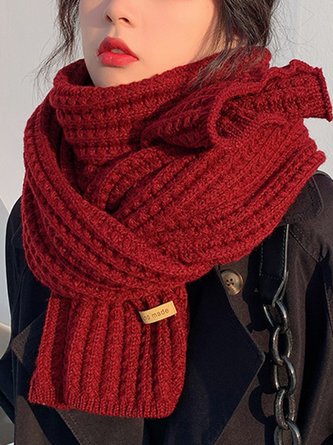 Women Minimalist Twist Knitted Warmth Plain Christmas Scarf
