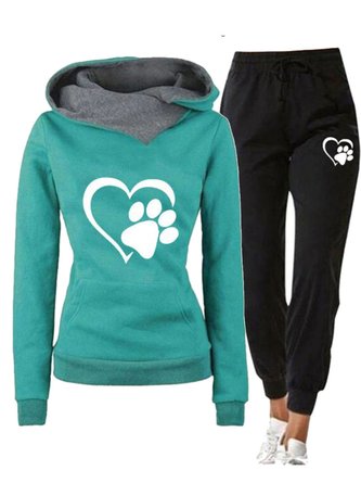 Dog Casual Hoodie Loose Two-Piece Set