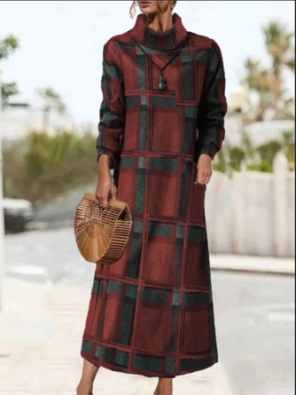 Regular Fit Turtleneck Casual Dress