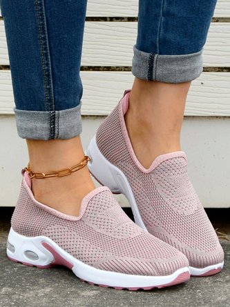 Breathable Cushioned Sole Slip On Flyknit Sneakers