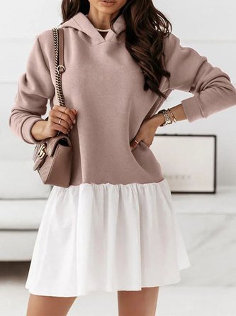Casual Hoodie Loose Plain Dress