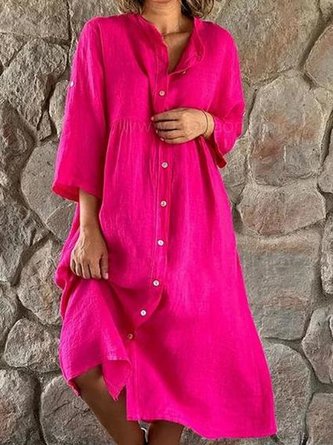 Cotton Casual Loose Plain Dress