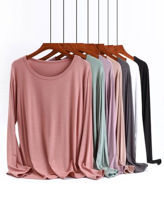 Loose Plain Casual Jersey T-Shirt