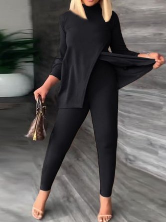 Loose Plain Casual Two-Piece Set