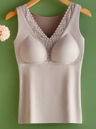Plain V Neck Casual Tank Top