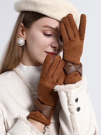 Elegant Bowknot Faux Suede Gloves with Touch Screen
