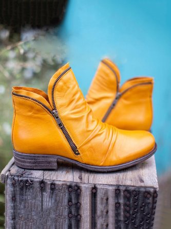 Plain Flat Low Heel Chunky Heel Breathable Winter Slip On Boots