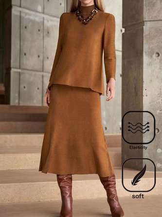 Casual Half Turtleneck Loose Two-Piece Set