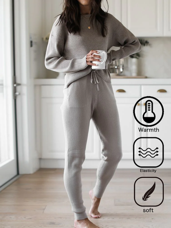 Casual Wool/Knitting Pocket Stitching Two-Piece Set