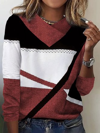 Loose Geometric Jersey Casual T-Shirt