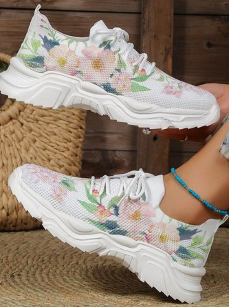 Casual Mesh Fabric Floral All Season Casual Shoes