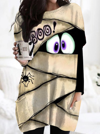 Loose Casual Pocket Stitching Halloween Dress