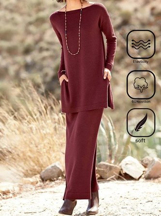 Pocket Stitching Cotton-Blend Casual Loose Two-Piece Set