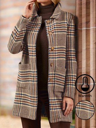 Plaid Shawl Collar Casual Coat
