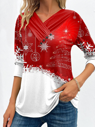 Loose V Neck Christmas Casual T-Shirt