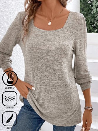 Square Neck Knitted Loose Casual T-Shirt