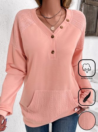 Split Joint Casual Cotton-Blend Sweatshirt