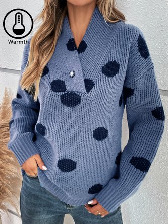 Cross Neck Yarn/Wool Yarn Casual Buttoned Sweater