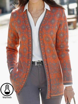 Color Block Loose Casual Yarn/Wool Yarn Cardigan